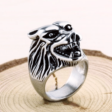 Explore 925 Sterling Silver Wolf Head Biker Ring