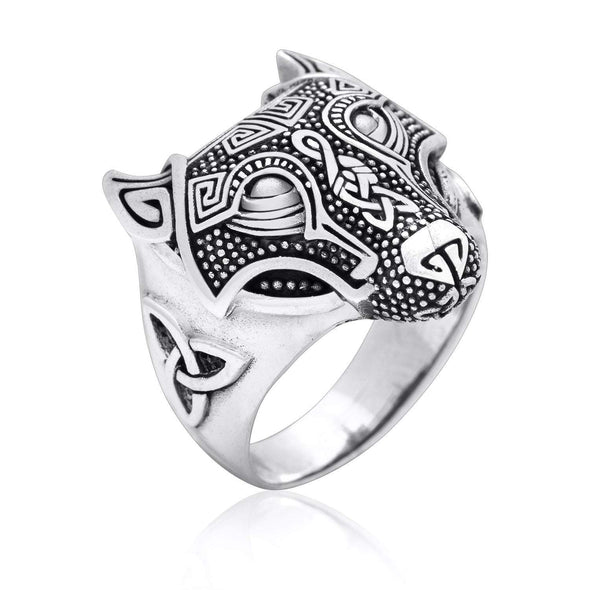 Explore 925 Sterling Silver Wolf Head Viking Ring