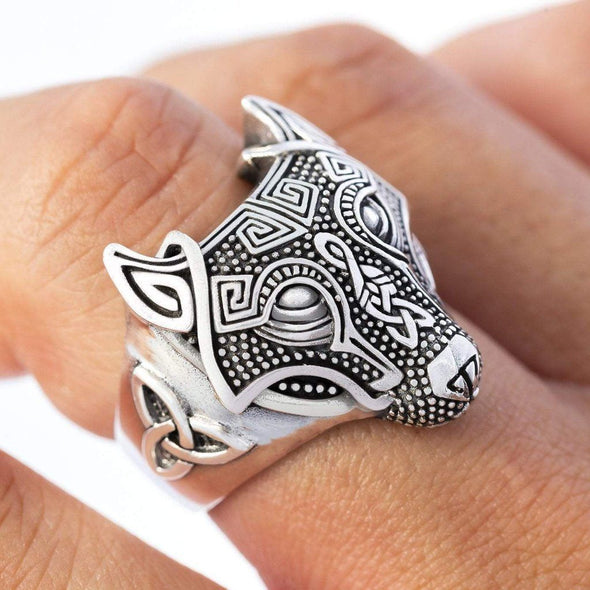 Explore 925 Sterling Silver Wolf Head Viking Ring