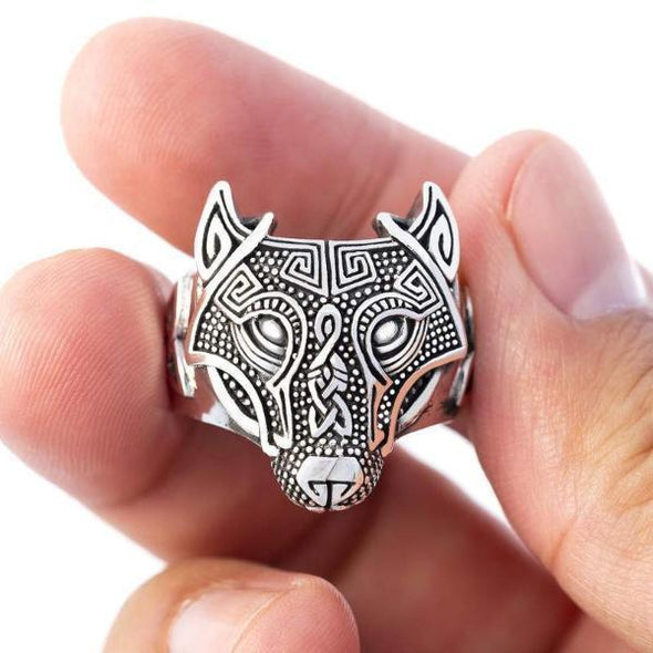 Explore 925 Sterling Silver Wolf Head Viking Ring