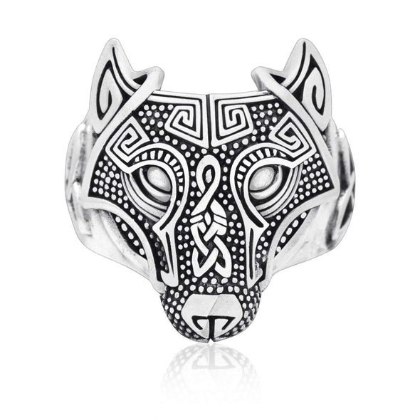 Explore 925 Sterling Silver Wolf Head Viking Ring