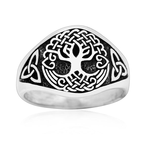 Explore 925 Sterling Silver Yggdrasil and Triquetra Ring