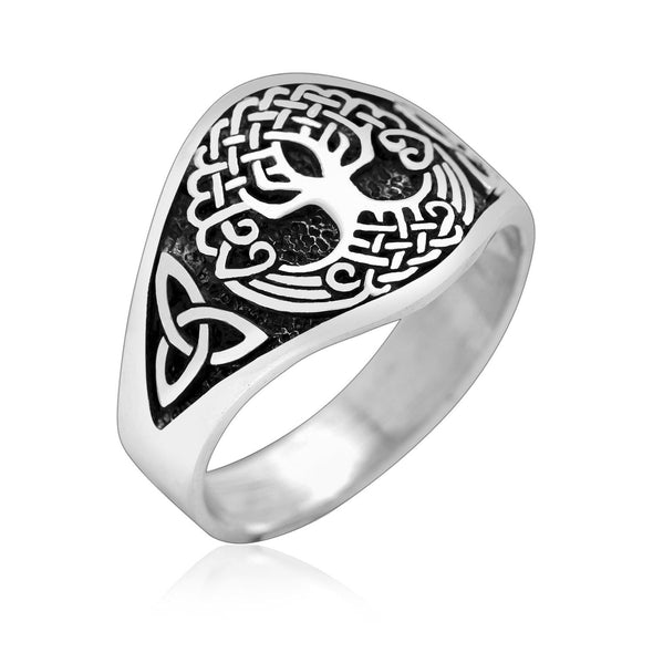 Explore 925 Sterling Silver Yggdrasil and Triquetra Ring