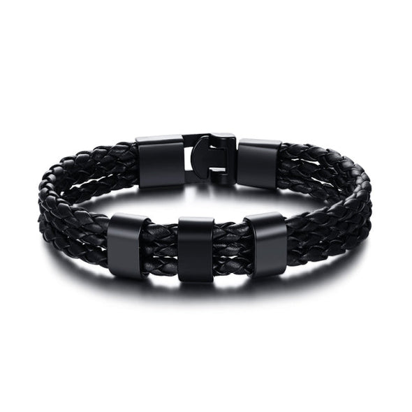 Black Braided Leather Bracelet