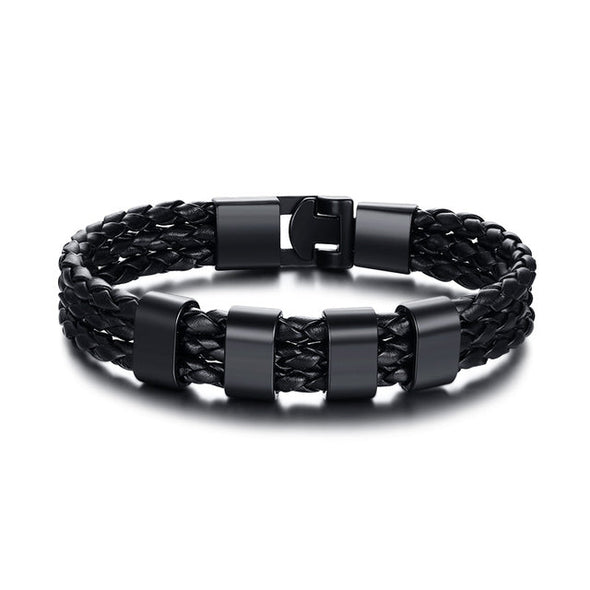 Black Braided Leather Bracelet