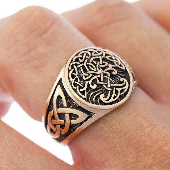 Explore Bronze Tree of Life / Yggdrasil Ring With Knotwork