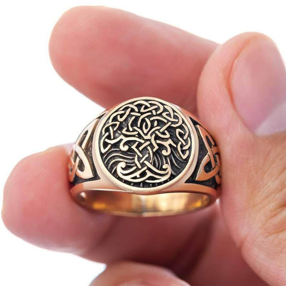 Explore Bronze Tree of Life / Yggdrasil Ring With Knotwork