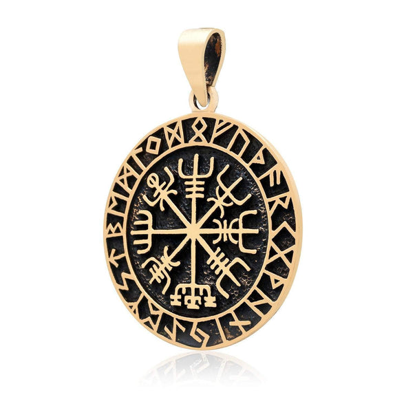 Explore Bronze Vegvisir and Runes Pendant