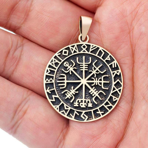 Explore Bronze Vegvisir and Runes Pendant