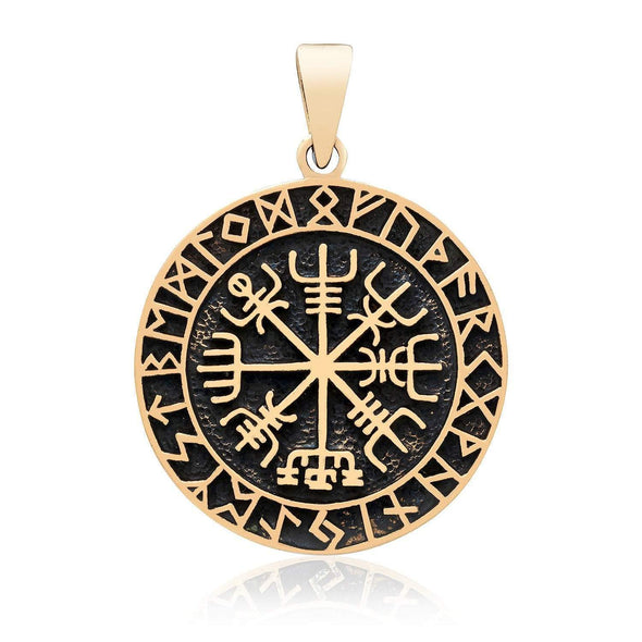 Explore Bronze Vegvisir and Runes Pendant