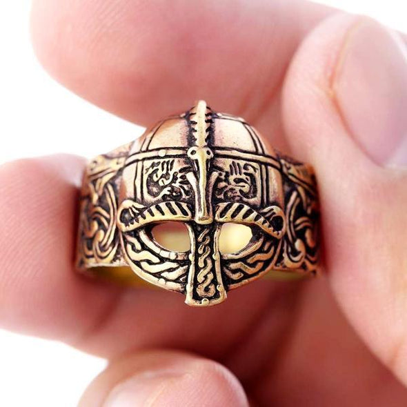 Explore Bronze Viking Ring in Viking Helmet Design