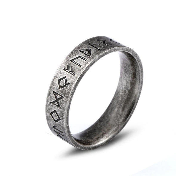 Explore Handcrafted Stainless Steel Runes Ring (Aged Finish)