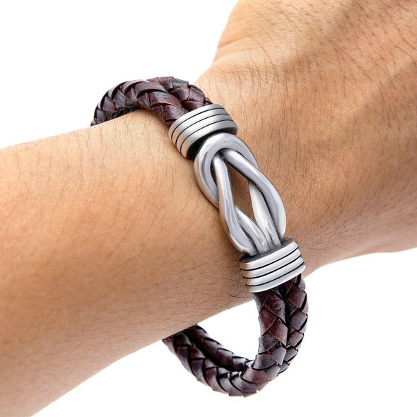 Explore Handcrafted Stainless Steel and Leather Celtic Infinity Knot Bracelet