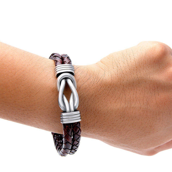 Explore Handcrafted Stainless Steel and Leather Celtic Infinity Knot Bracelet